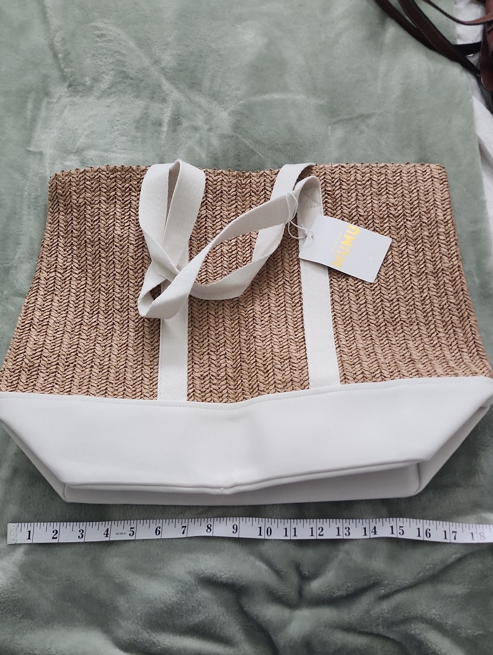 Show Me Your MuMu Natural Straw Tote with White Trim